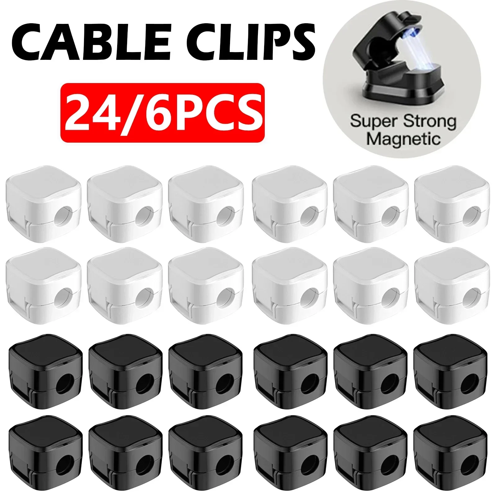 Cable Organizer Magnetic - 6/12/24PCS Magnetic Cable Organiser Clips Cable