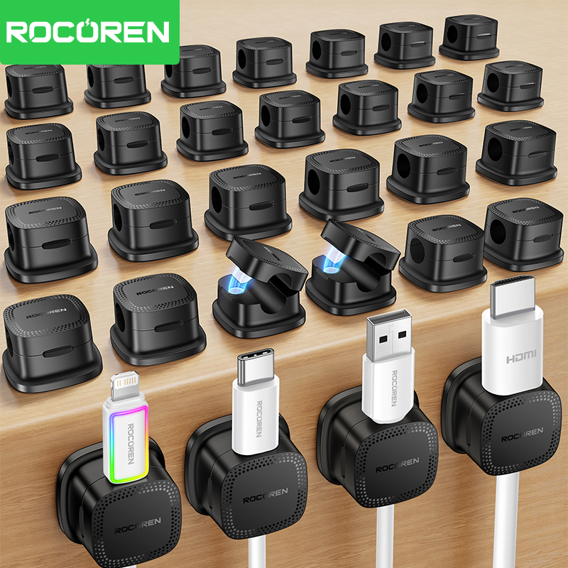 Cable Organizer Magnetic - ROCOREN 30PCS Magnetic Cable Organizer Clips