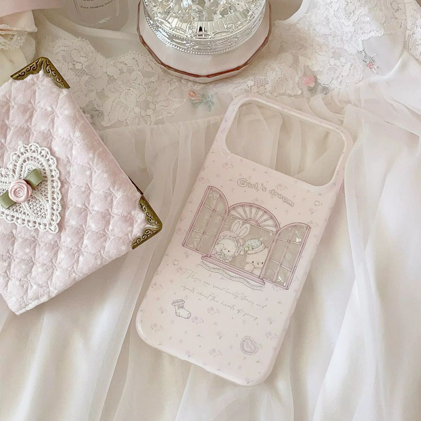 Y2K Phone Accessories - Kawaii Bunny Bear Floral Pink Y2K