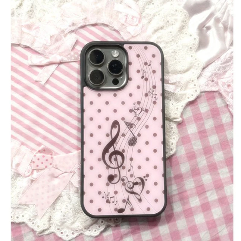 Y2K Phone Accessories - Korean ins Pink Brown Polka Dot