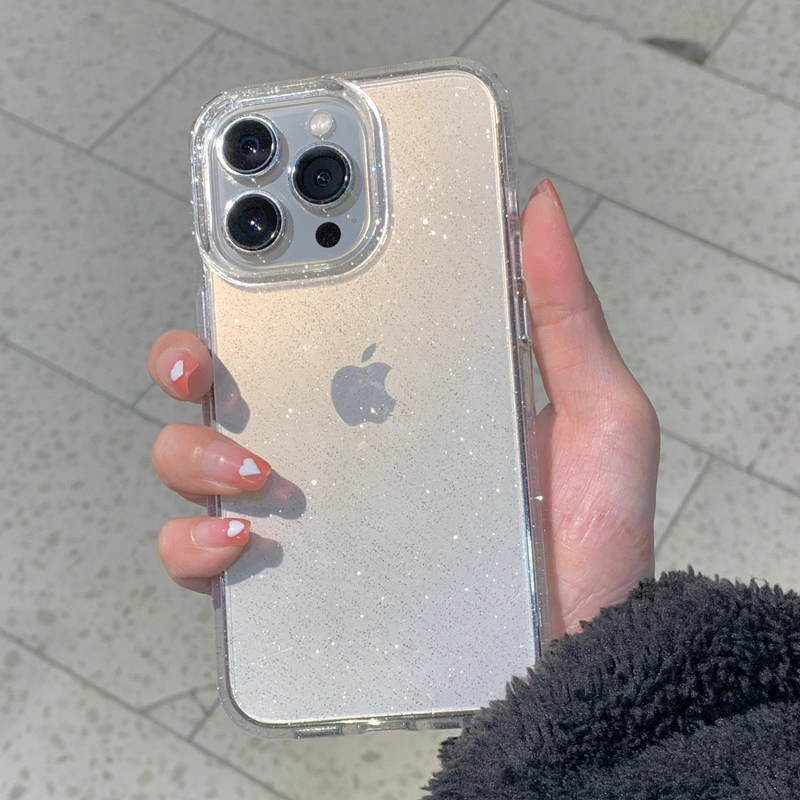 Y2K Phone Accessories - Transparent Simple Glitter Phone Case For