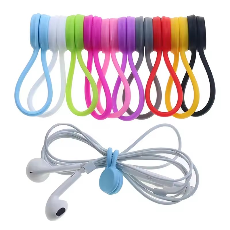 Cable Organizer Magnetic - Magnetic Silicone Cable Ties, Reusable Cord