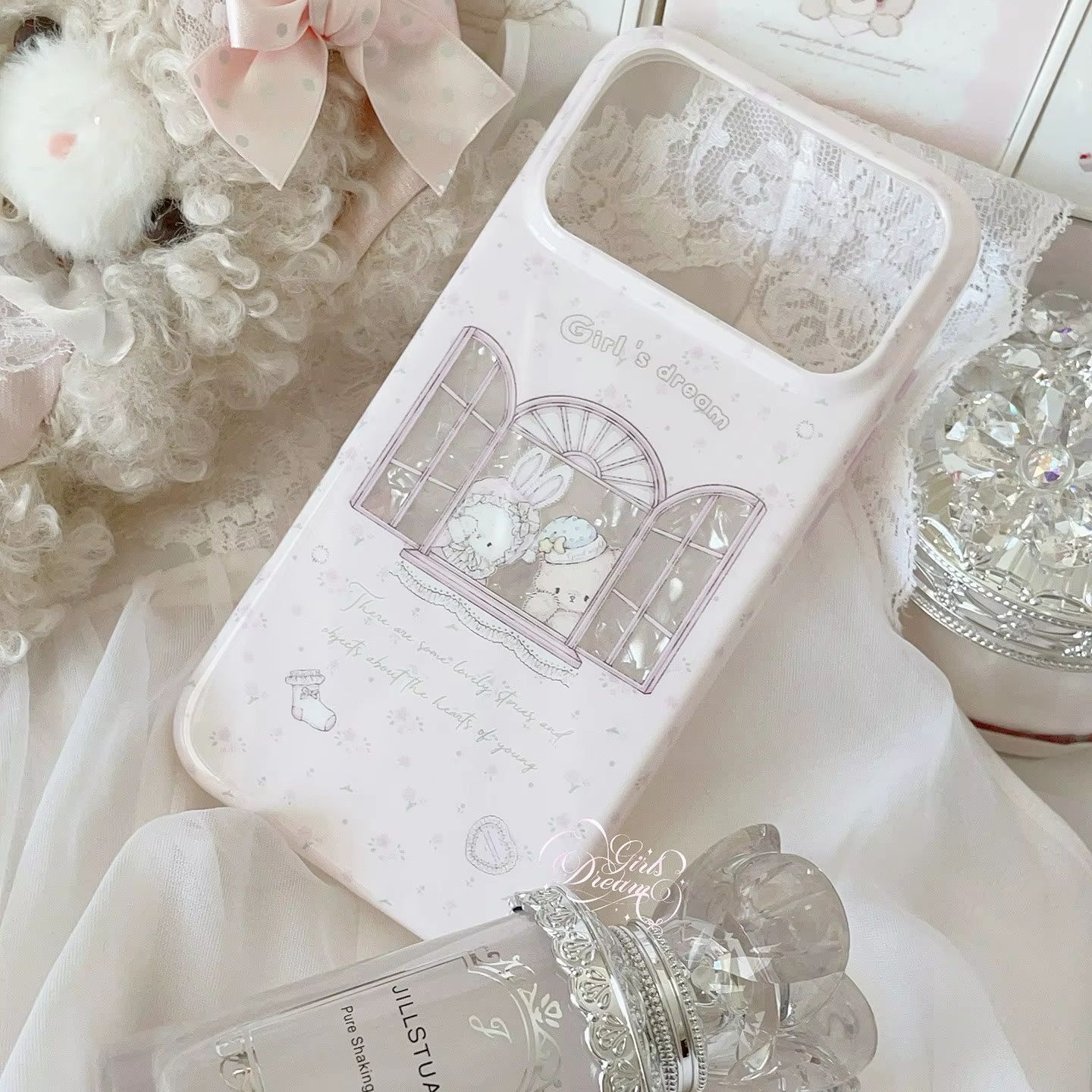 Kawaii Bunny Bear Floral Pink  - Y2K Phone Accessories ulasan dan harga