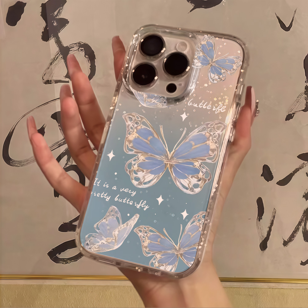Luxury Blue Butterfly Clear Gl - Phone Accessories Iphone ulasan dan harga