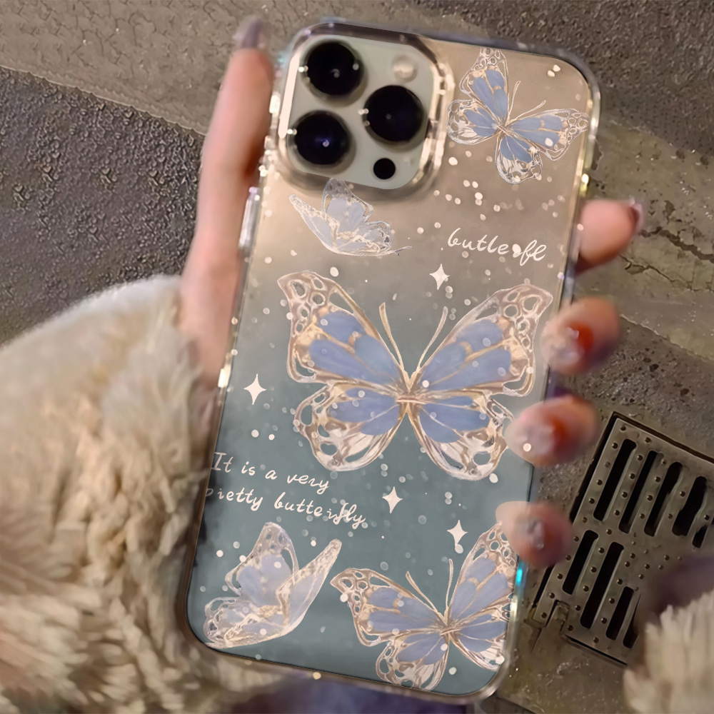 Luxury Blue Butterfly Clear Gl - Phone Accessories Iphone ulasan dan harga