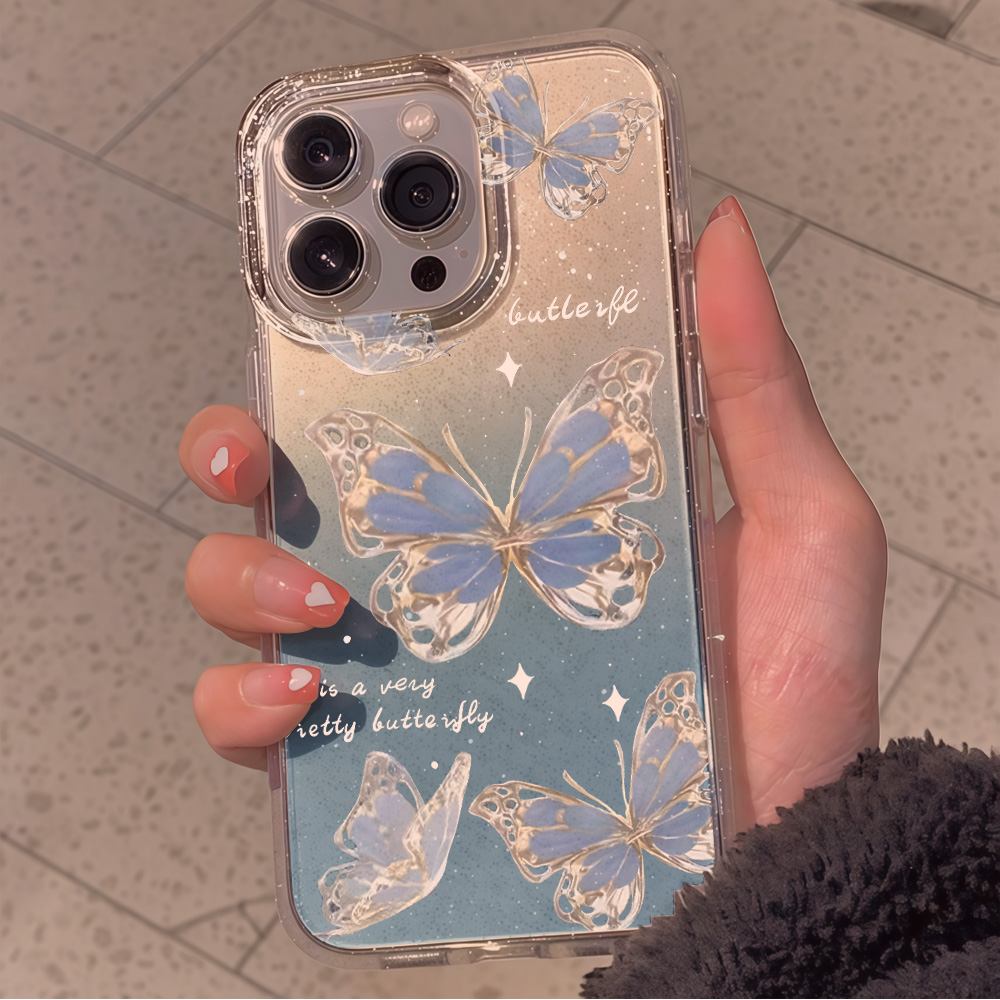 Luxury Blue Butterfly Clear Gl - Phone Accessories Iphone ulasan dan harga